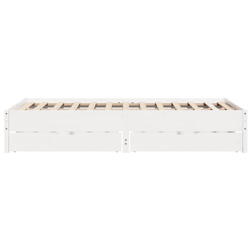 sengeramme uden madras 140x190 cm massivt fyrretræ hvid