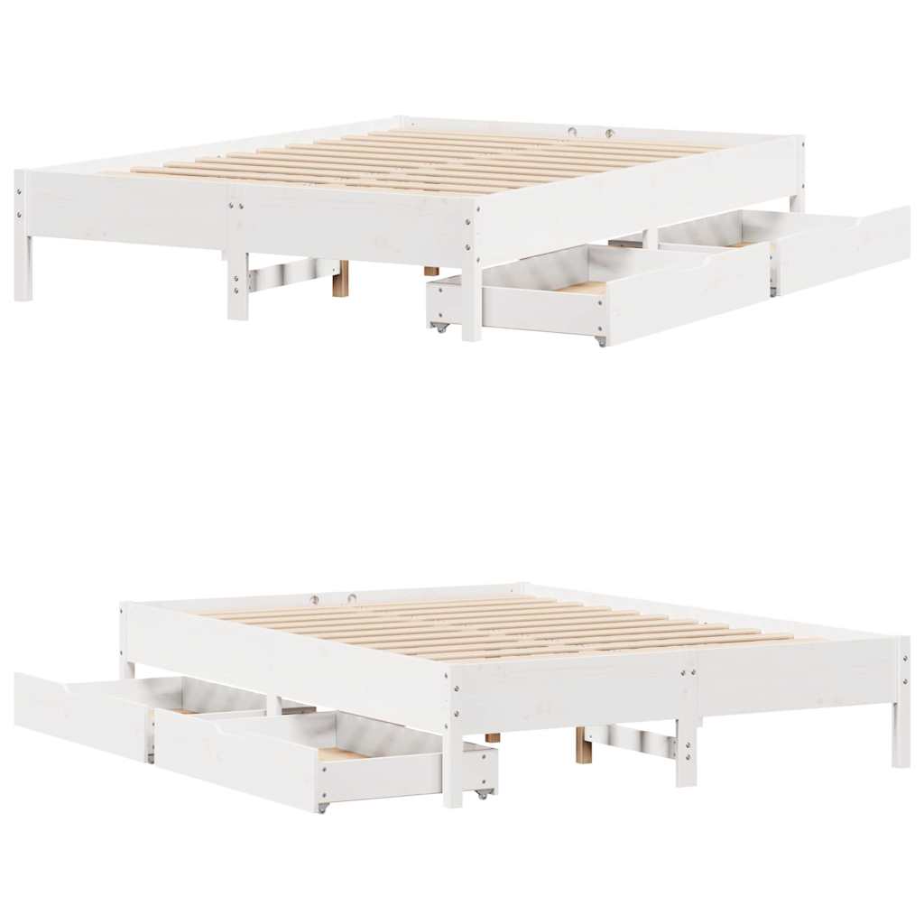 sengeramme uden madras 140x190 cm massivt fyrretræ hvid