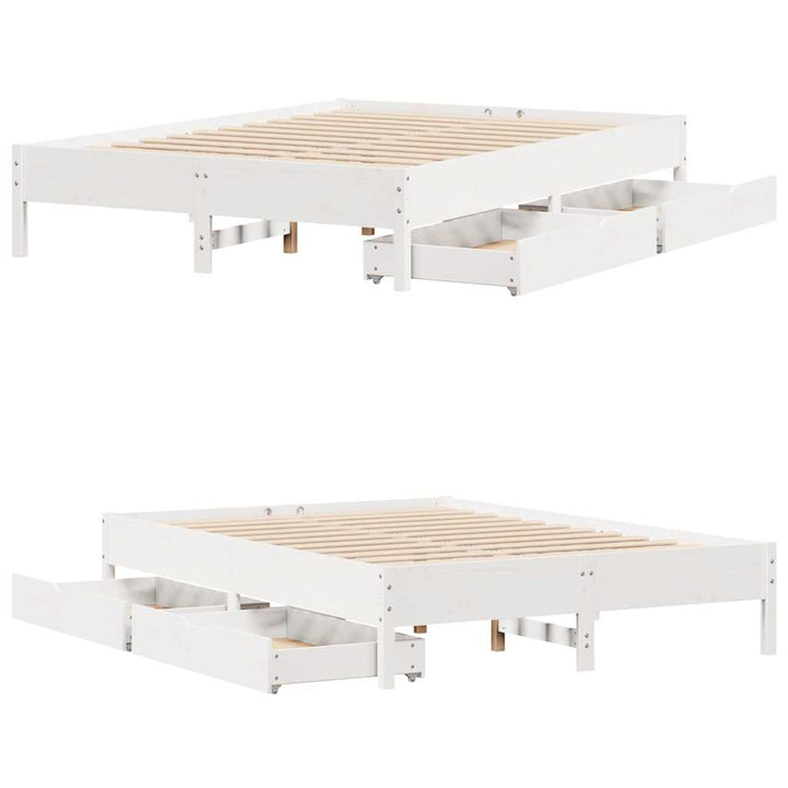 sengeramme uden madras 140x190 cm massivt fyrretræ hvid