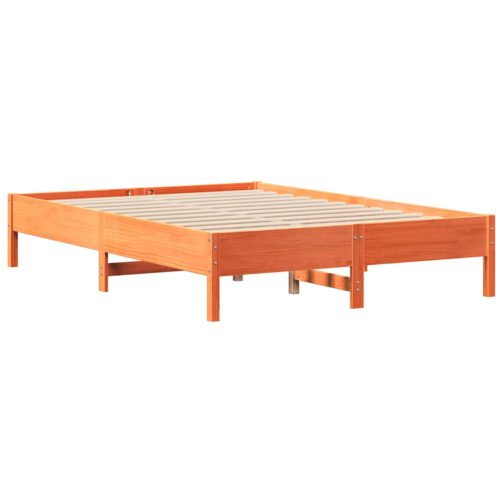 sengeramme uden madras 140x190 cm massivt fyrretræ gyldenbrun