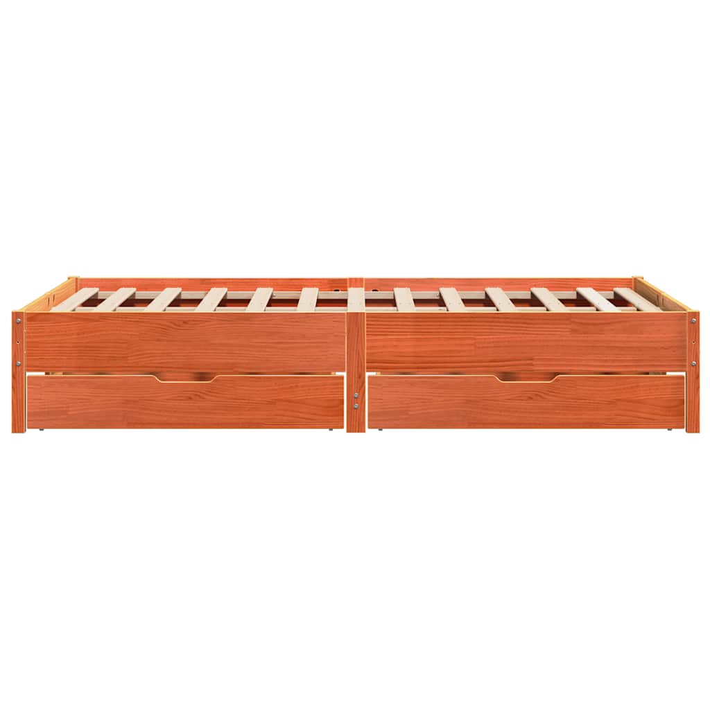 sengeramme uden madras 140x190 cm massivt fyrretræ gyldenbrun