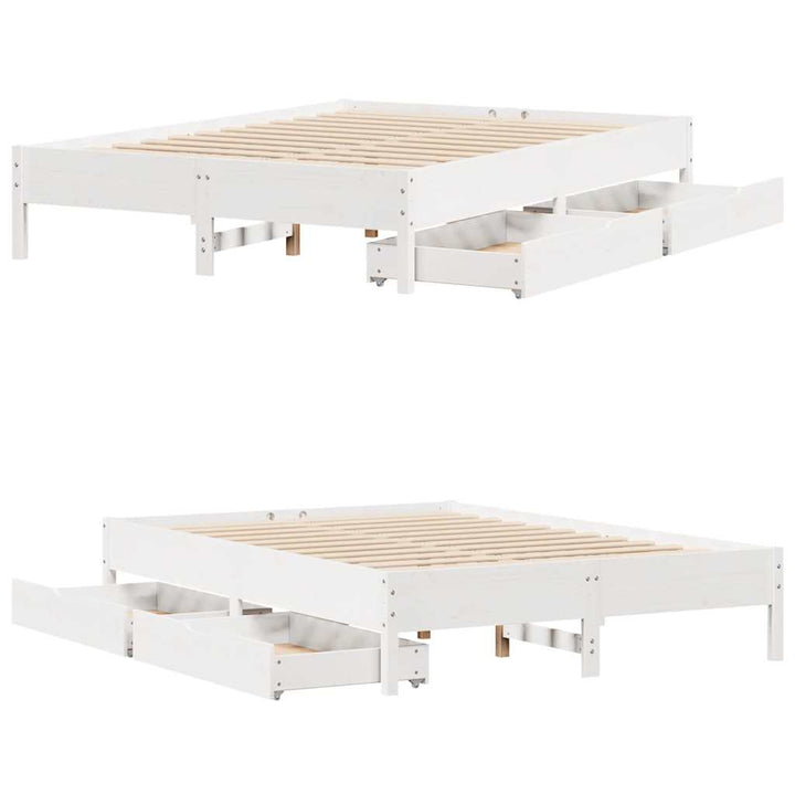 sengeramme uden madras 135x190 cm massivt fyrretræ hvid