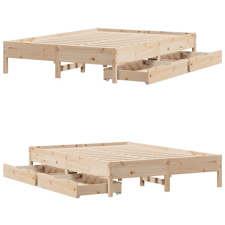 sengeramme uden madras 120x190 cm massivt fyrretræ