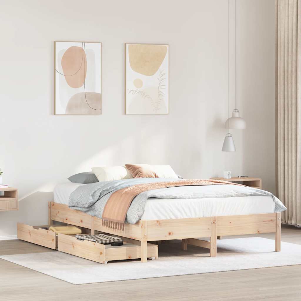 sengeramme uden madras 120x190 cm massivt fyrretræ