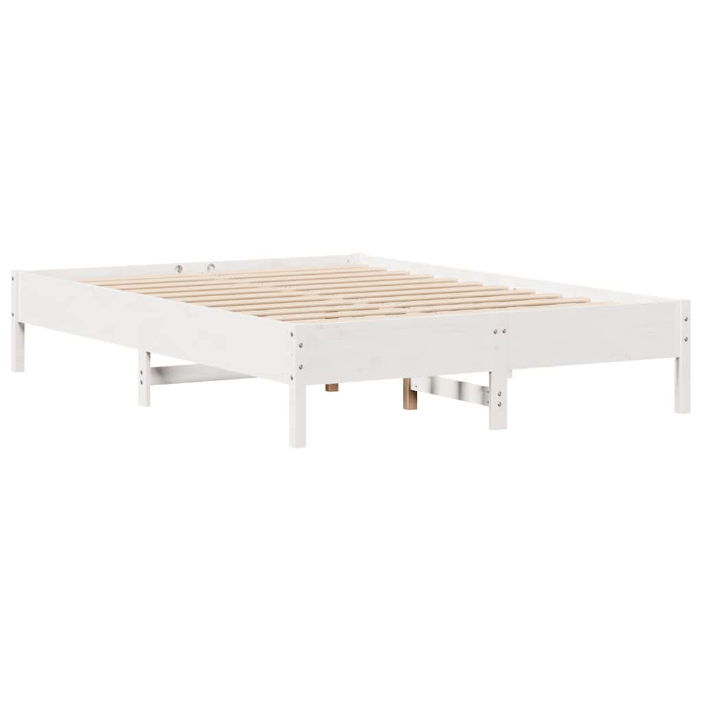 sengeramme uden madras 120x190 cm massivt fyrretræ hvid