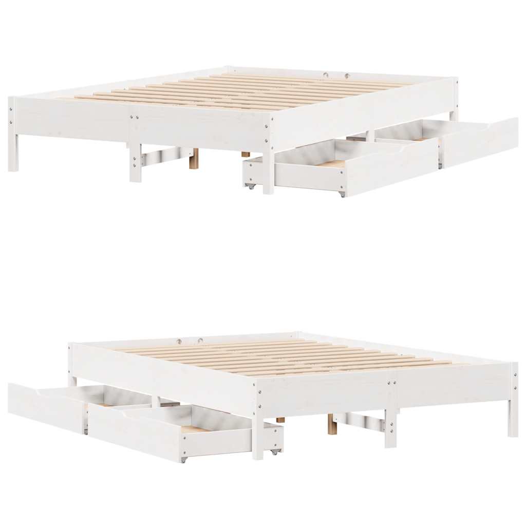 sengeramme uden madras 120x190 cm massivt fyrretræ hvid