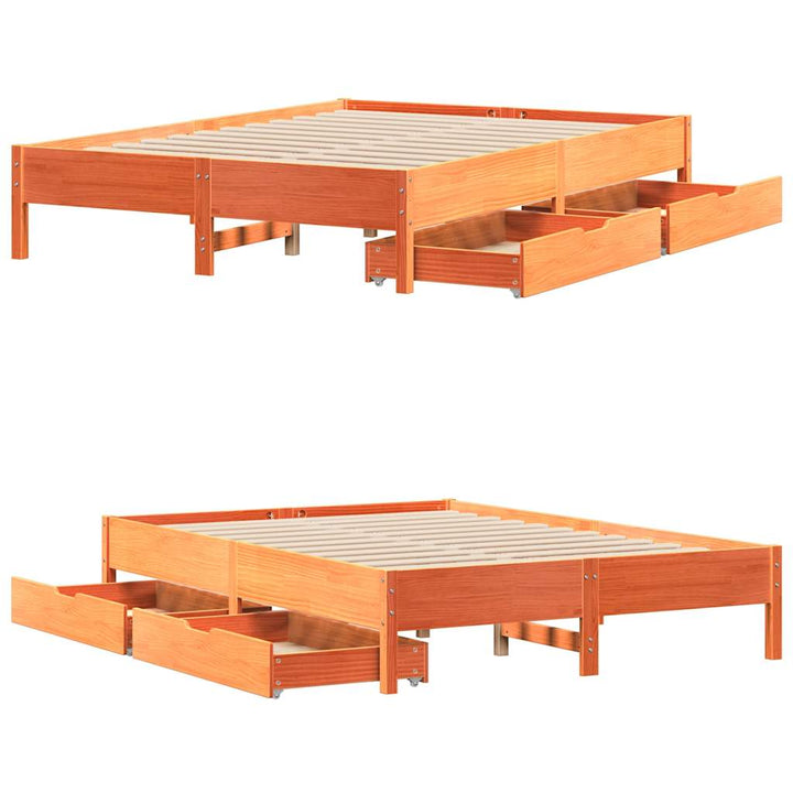 sengeramme uden madras 120x190 cm massivt fyrretræ gyldenbrun