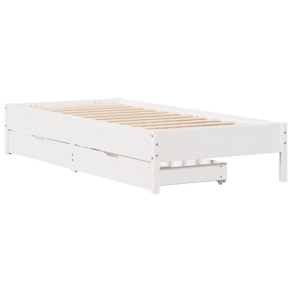 sengeramme uden madras 90x190 cm massivt fyrretræ hvid