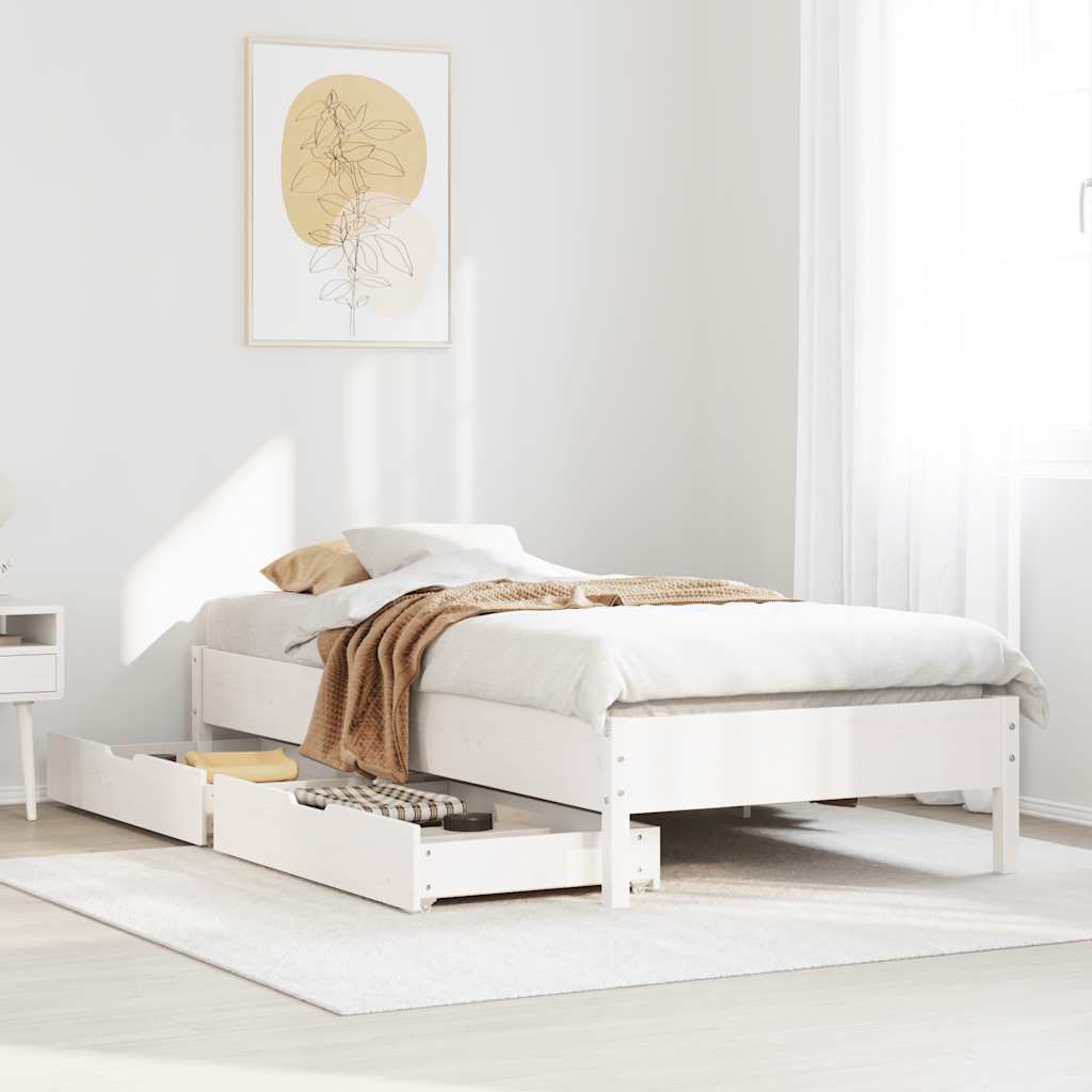 sengeramme uden madras 90x190 cm massivt fyrretræ hvid