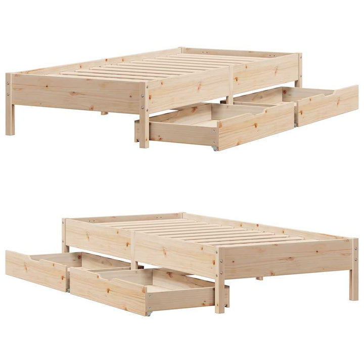 sengeramme uden madras 75x190 cm massivt fyrretræ