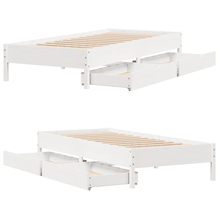 sengeramme uden madras 75x190 cm massivt fyrretræ hvid