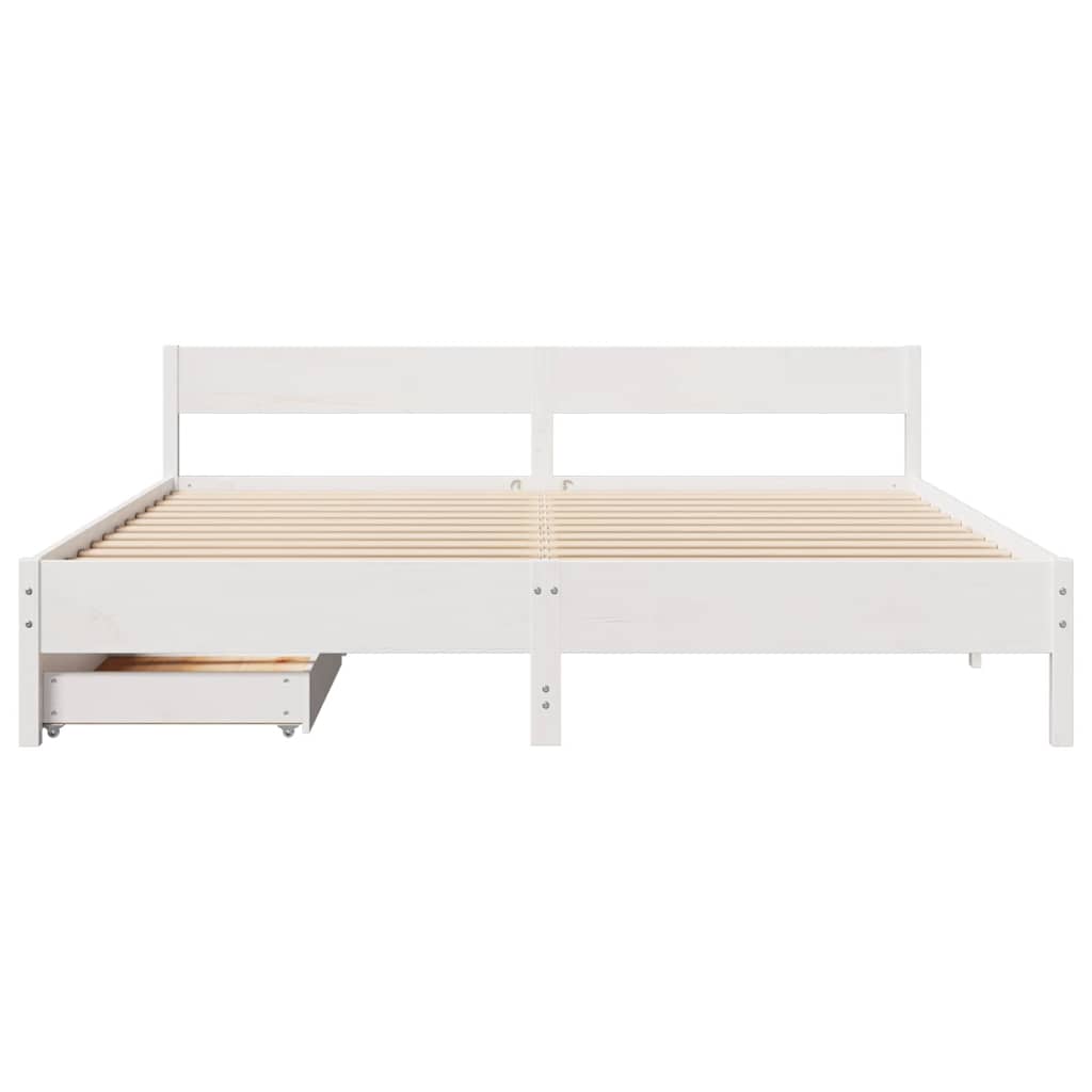 sengeramme uden madras 200x200 cm massivt fyrretræ hvid