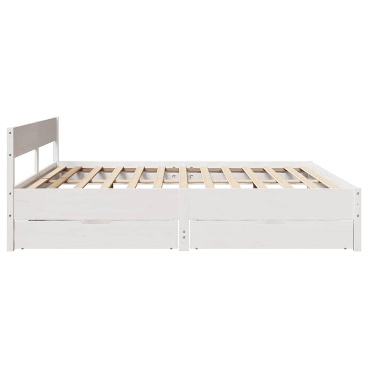 sengeramme uden madras 200x200 cm massivt fyrretræ hvid