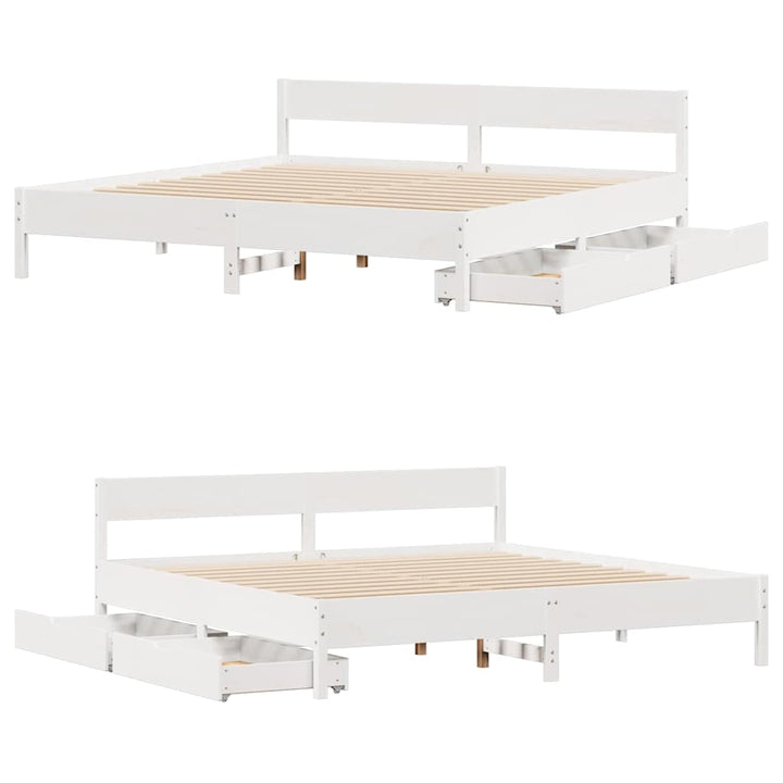 sengeramme uden madras 200x200 cm massivt fyrretræ hvid