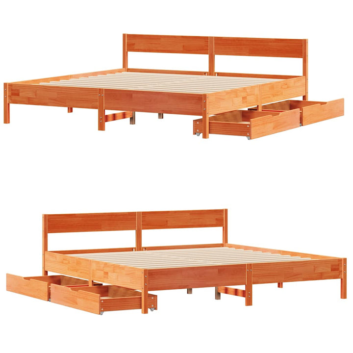 sengeramme uden madras 200x200 cm massivt fyrretræ gyldenbrun