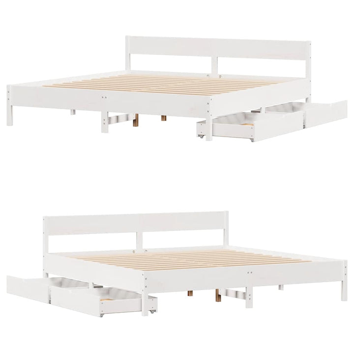 sengeramme uden madras 180x200 cm massivt fyrretræ hvid