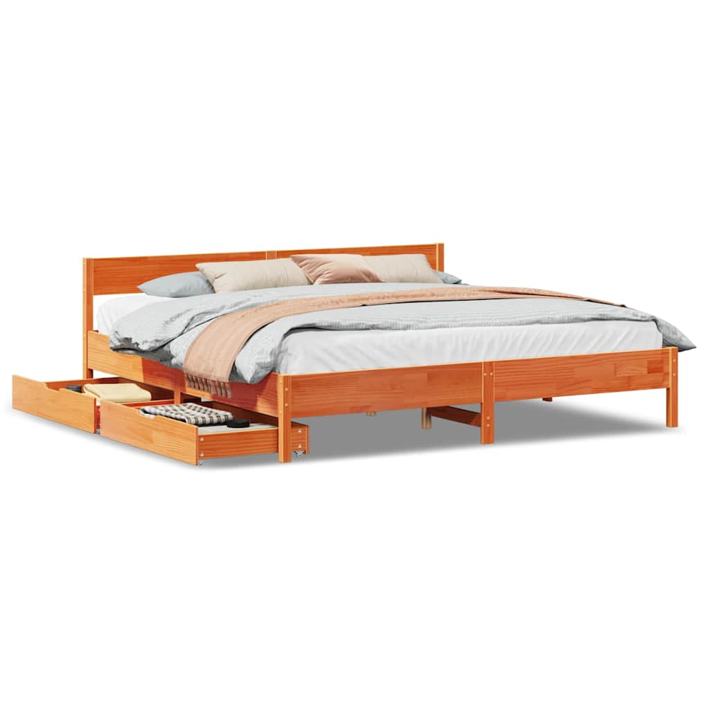 sengeramme uden madras 180x200 cm massivt fyrretræ gyldenbrun