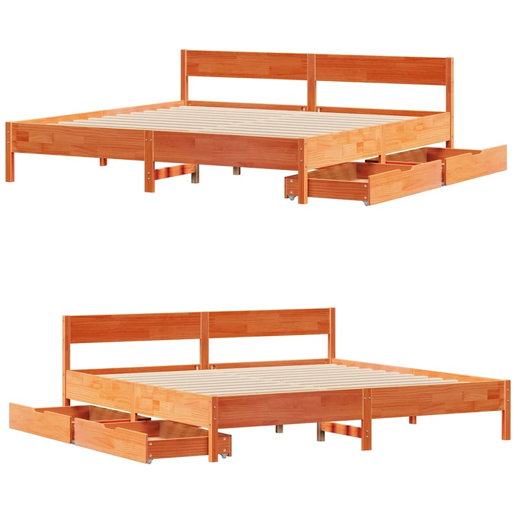 sengeramme uden madras 180x200 cm massivt fyrretræ gyldenbrun