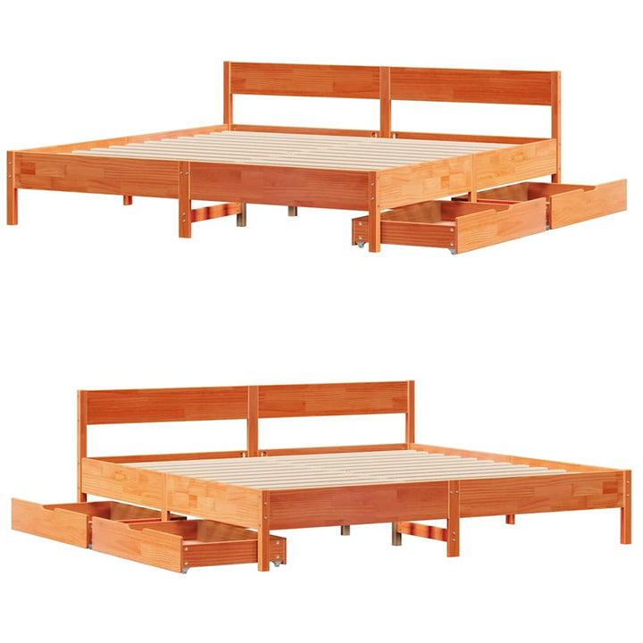 sengeramme uden madras 180x200 cm massivt fyrretræ gyldenbrun