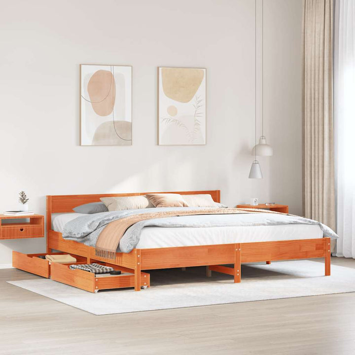sengeramme uden madras 180x200 cm massivt fyrretræ gyldenbrun