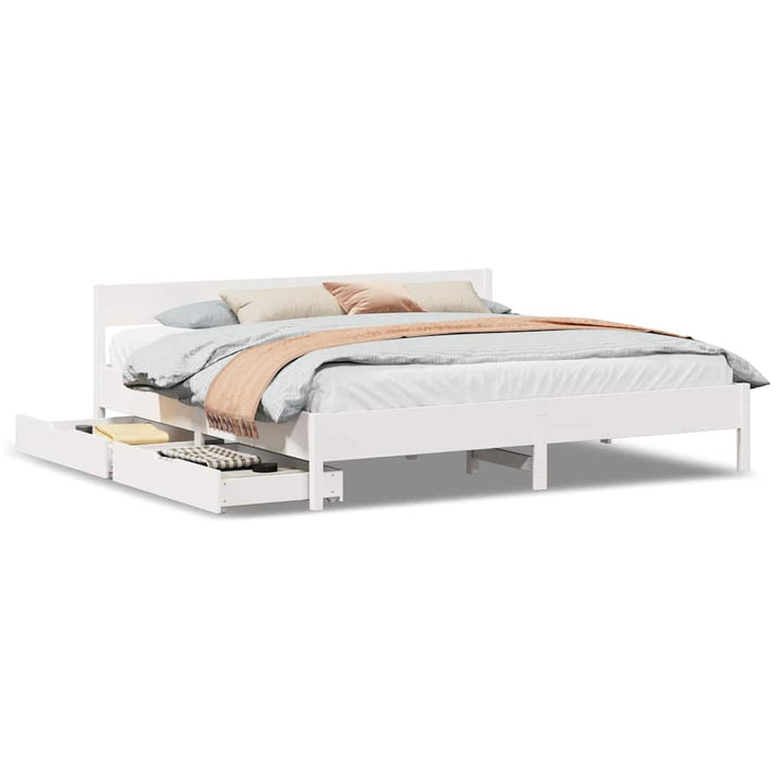 sengeramme uden madras 160x200 cm massivt fyrretræ hvid