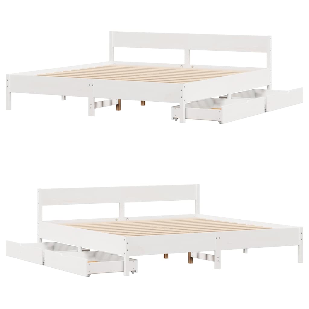 sengeramme uden madras 160x200 cm massivt fyrretræ hvid