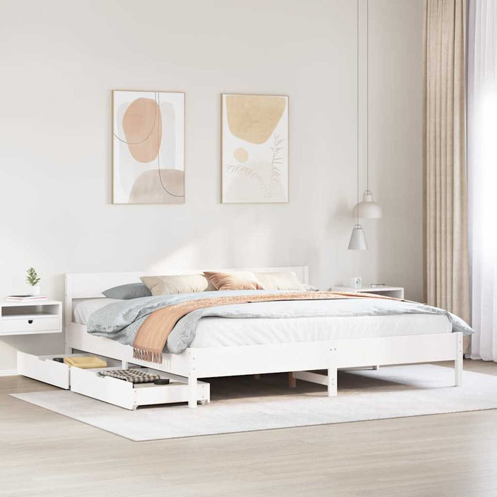 sengeramme uden madras 160x200 cm massivt fyrretræ hvid