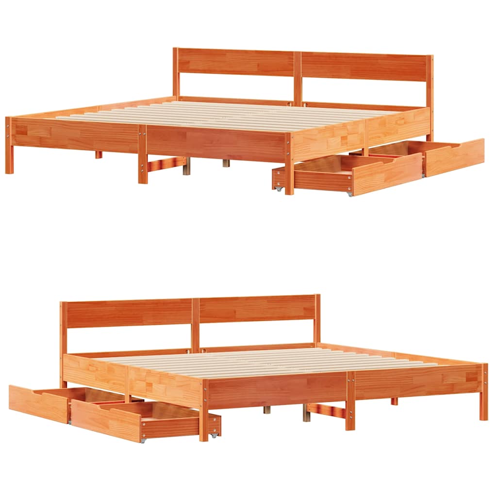 sengeramme uden madras 160x200 cm massivt fyrretræ gyldenbrun