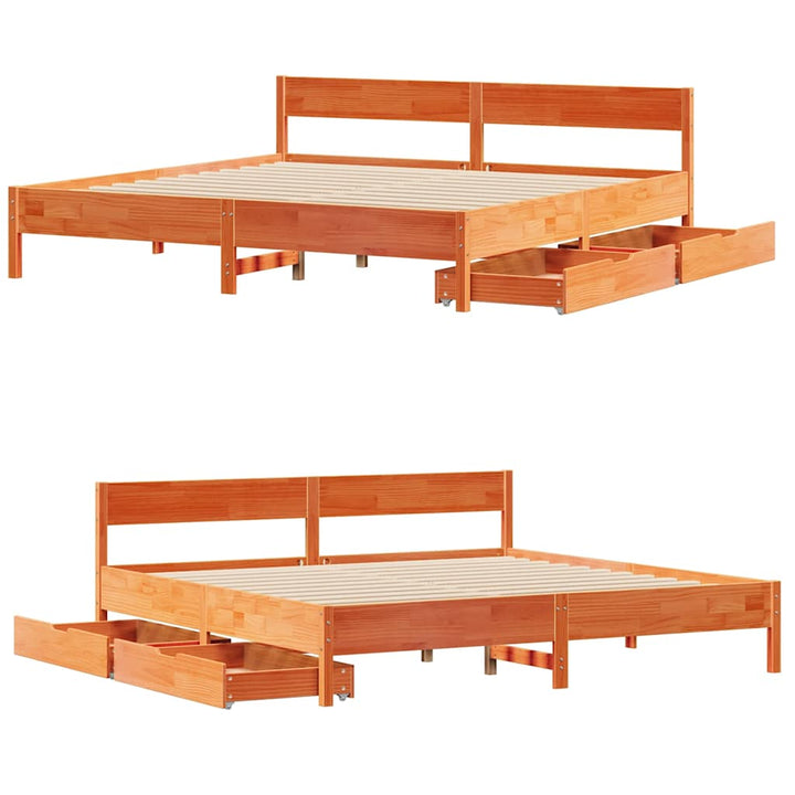 sengeramme uden madras 160x200 cm massivt fyrretræ gyldenbrun