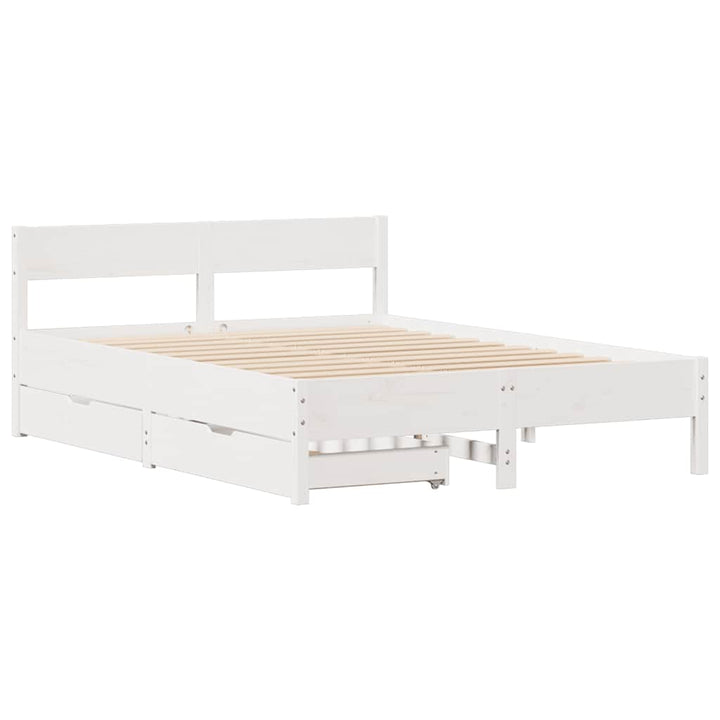 sengeramme uden madras 150x200 cm massivt fyrretræ hvid