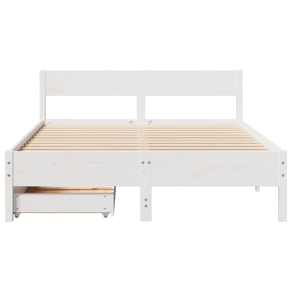 sengeramme uden madras 150x200 cm massivt fyrretræ hvid