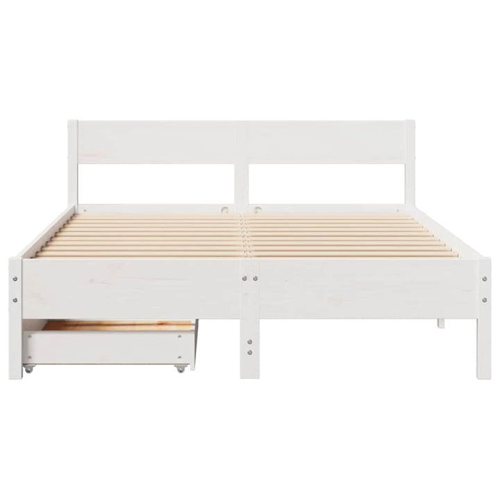 sengeramme uden madras 150x200 cm massivt fyrretræ hvid