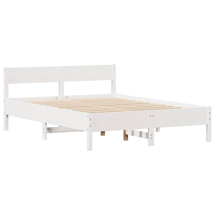 sengeramme uden madras 150x200 cm massivt fyrretræ hvid