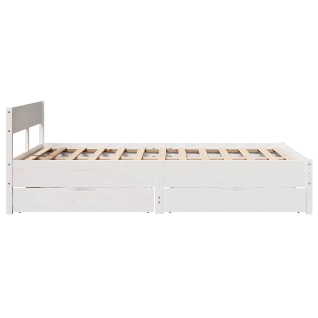 sengeramme uden madras 150x200 cm massivt fyrretræ hvid