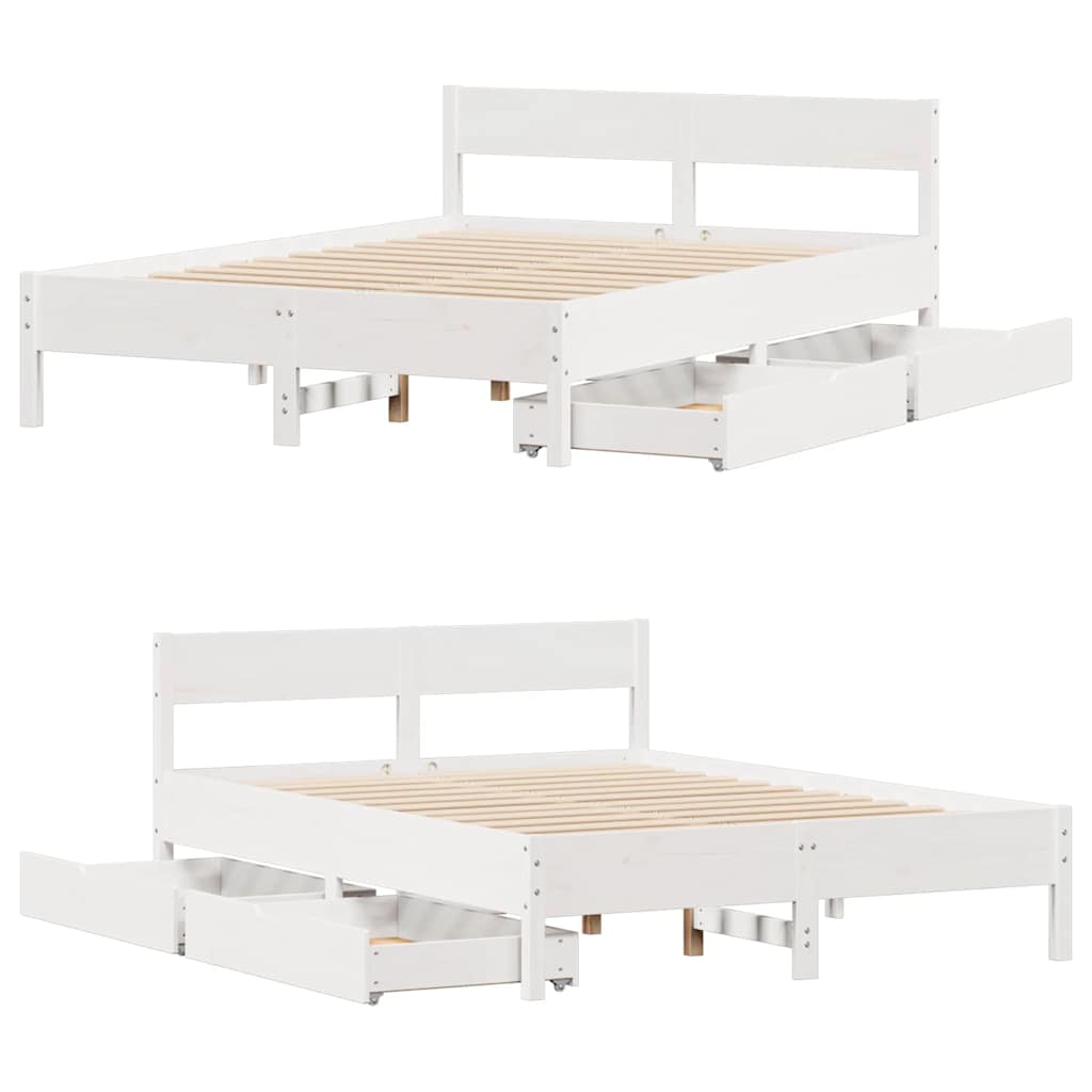 sengeramme uden madras 150x200 cm massivt fyrretræ hvid
