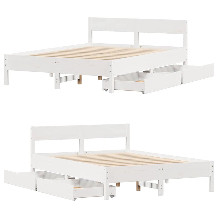 sengeramme uden madras 150x200 cm massivt fyrretræ hvid
