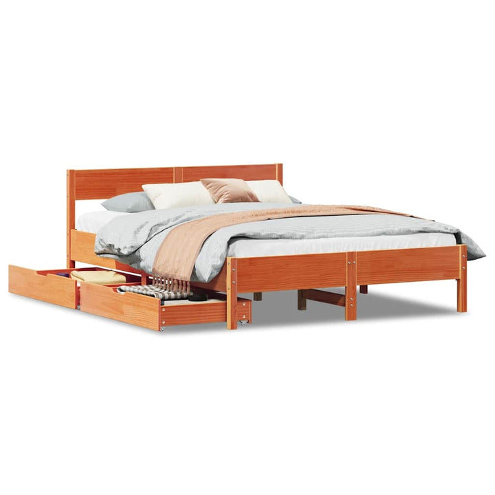 sengeramme uden madras 150x200 cm massivt fyrretræ gyldenbrun