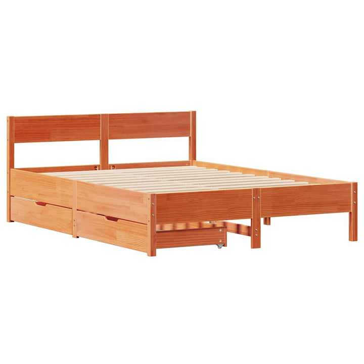 sengeramme uden madras 150x200 cm massivt fyrretræ gyldenbrun