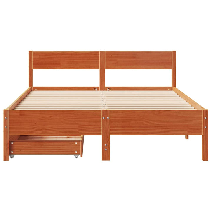 sengeramme uden madras 150x200 cm massivt fyrretræ gyldenbrun