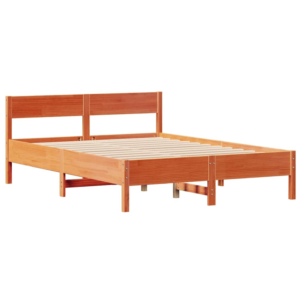 sengeramme uden madras 150x200 cm massivt fyrretræ gyldenbrun