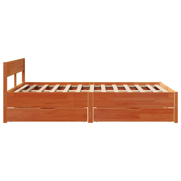 sengeramme uden madras 150x200 cm massivt fyrretræ gyldenbrun