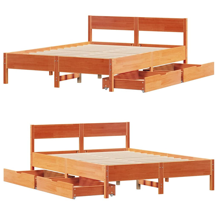 sengeramme uden madras 150x200 cm massivt fyrretræ gyldenbrun