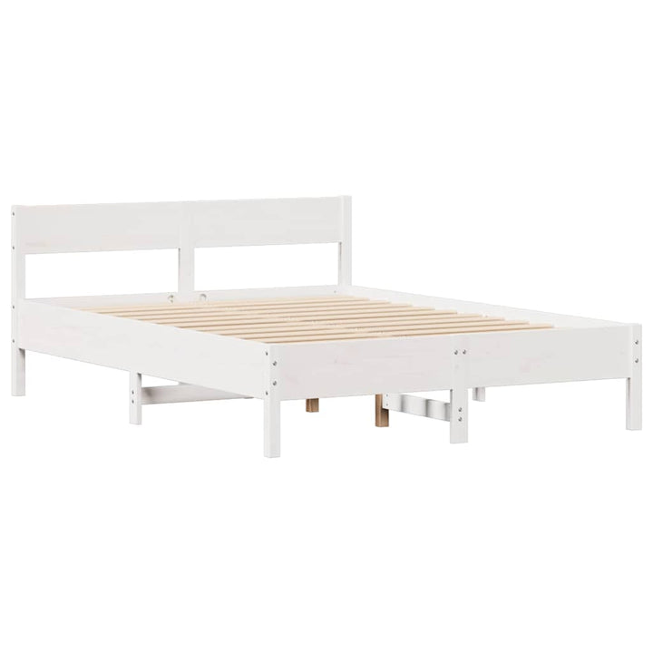 sengeramme uden madras 140x200 cm massivt fyrretræ hvid