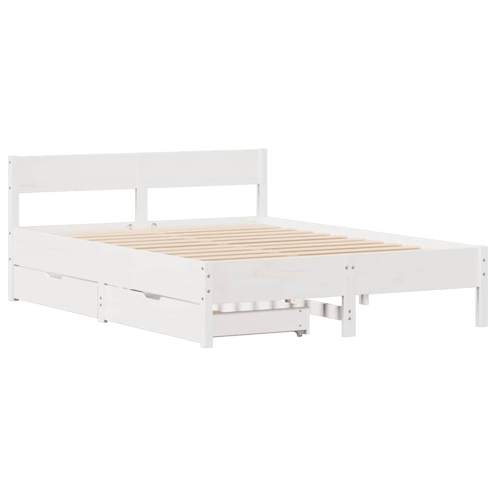 sengeramme uden madras 120x200 cm massivt fyrretræ hvid