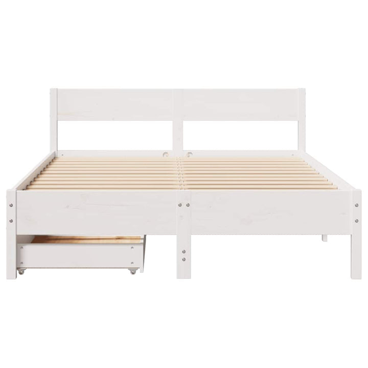 sengeramme uden madras 120x200 cm massivt fyrretræ hvid