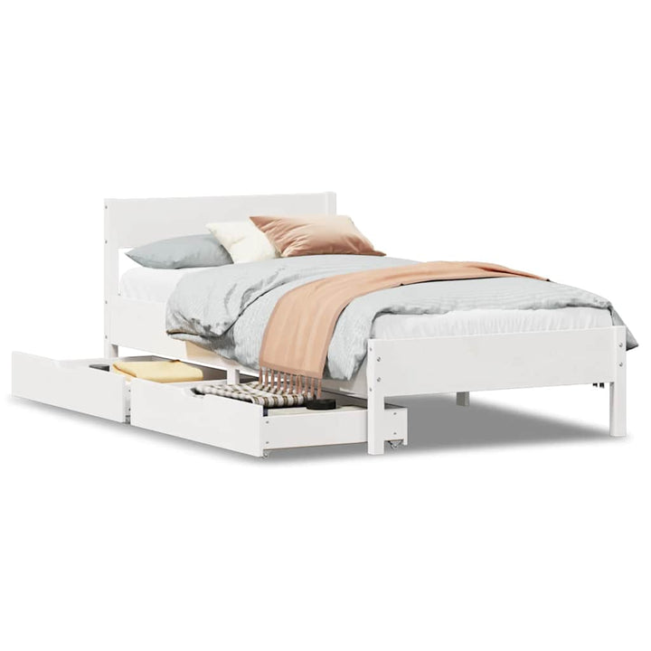sengeramme uden madras 100x200 cm massivt fyrretræ hvid