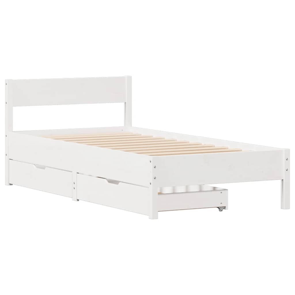 sengeramme uden madras 100x200 cm massivt fyrretræ hvid