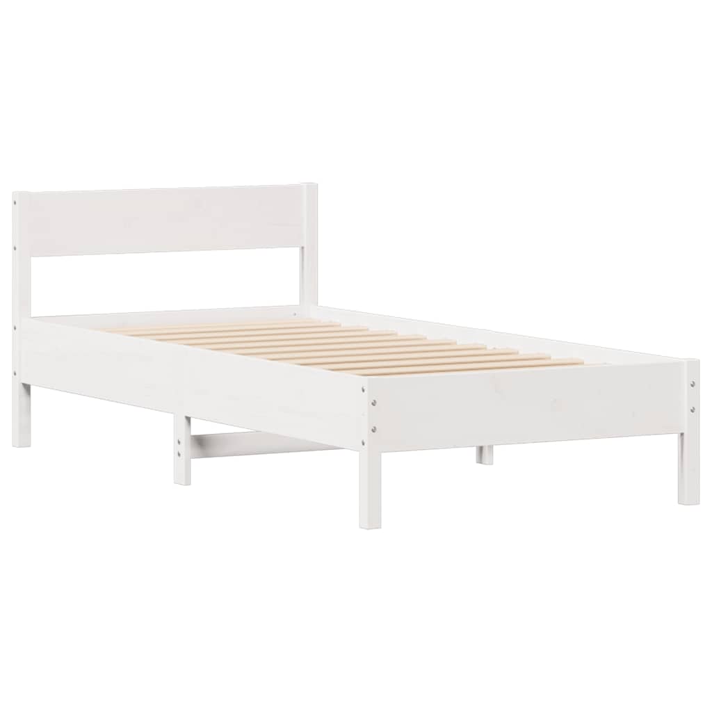 sengeramme uden madras 100x200 cm massivt fyrretræ hvid