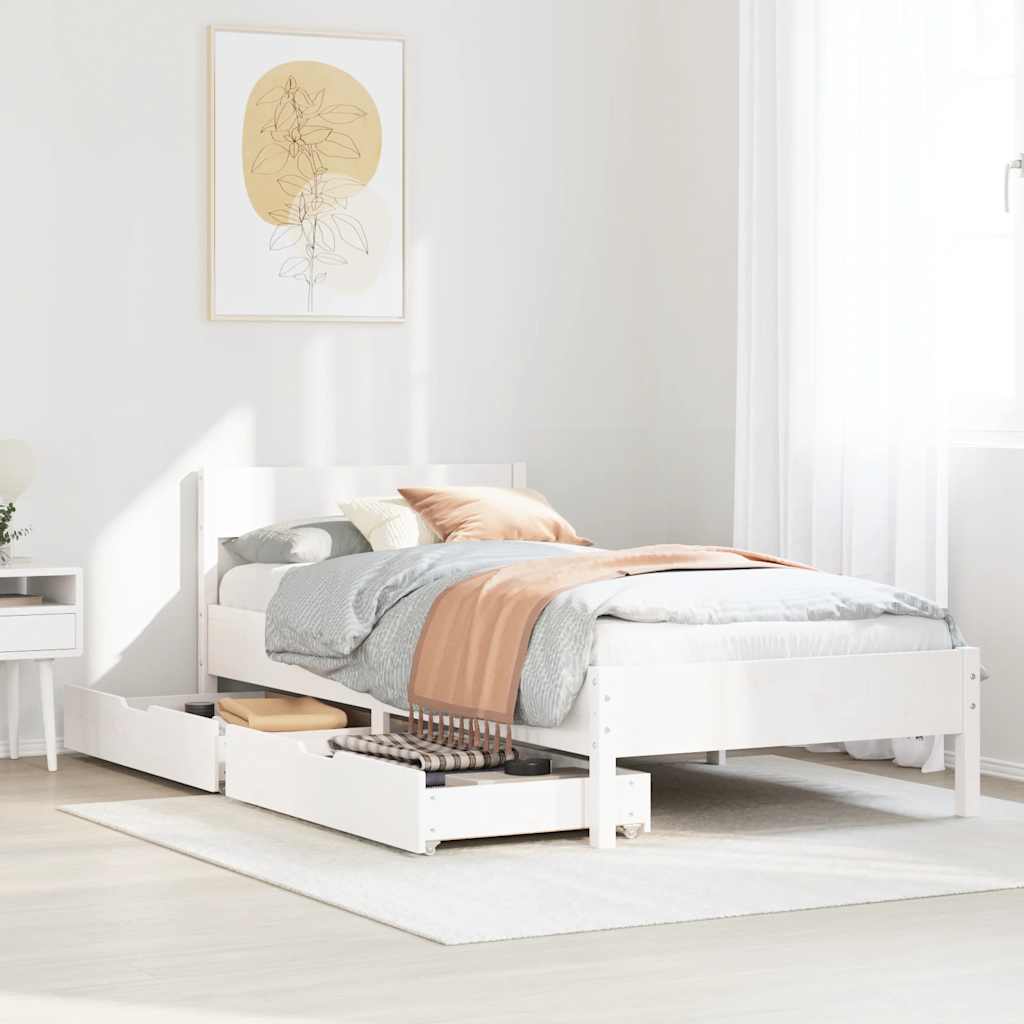 sengeramme uden madras 100x200 cm massivt fyrretræ hvid