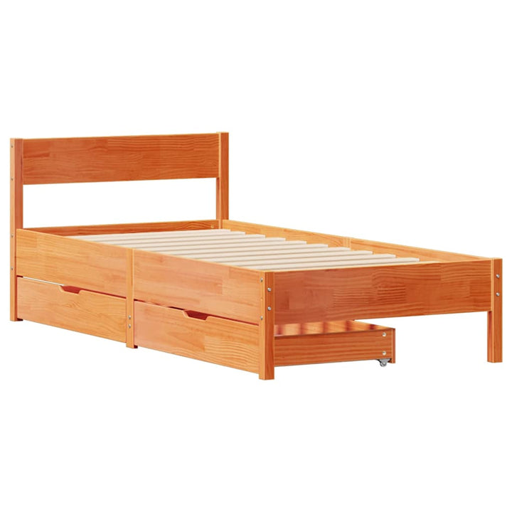 sengeramme uden madras 100x200 cm massivt fyrretræ gyldenbrun
